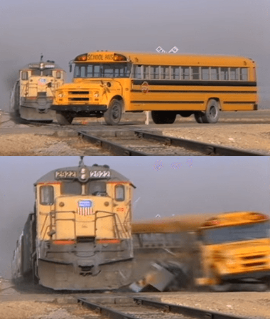 Train Hitting School Bus