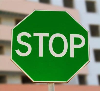 Green stop sign meme template image.