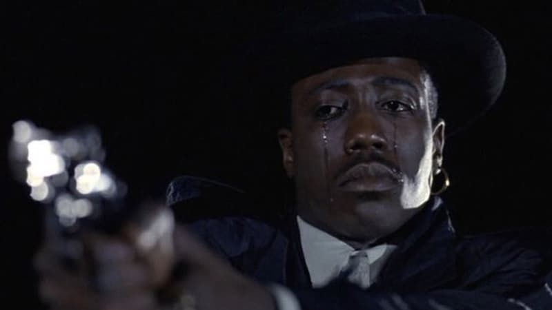 Guy crying while pointing gun meme template image.
