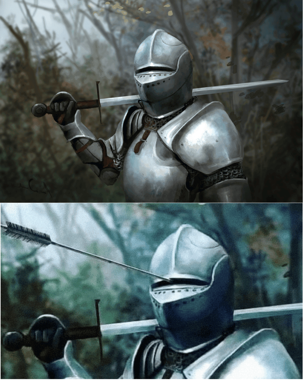Knight With Arrow Through Helmet