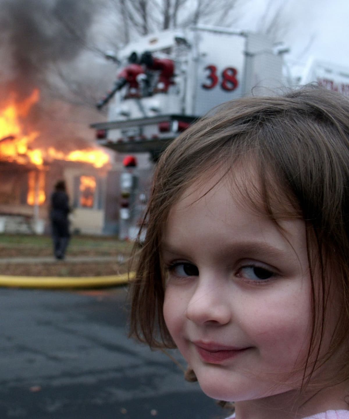 Little Girl Fire meme template image.