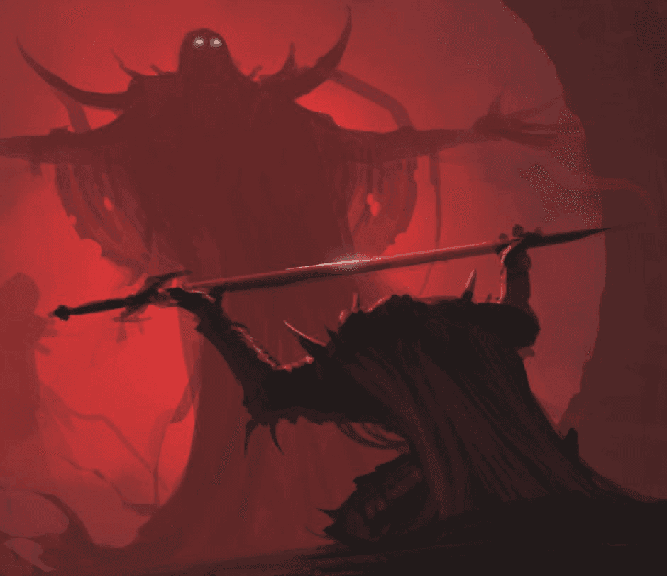 Man Giving A Sword To A Demon