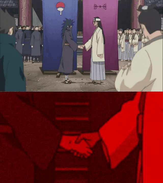 Naruto Predator Handshake Meme Template