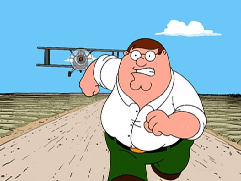 Peter Griffin Running Away From A Plane