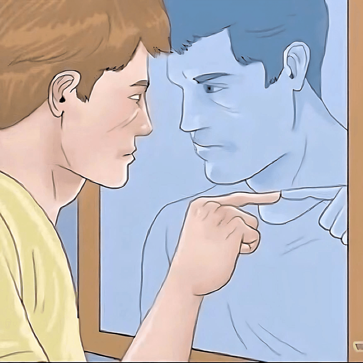 Pointing At Yourself In The Mirror Meme Template