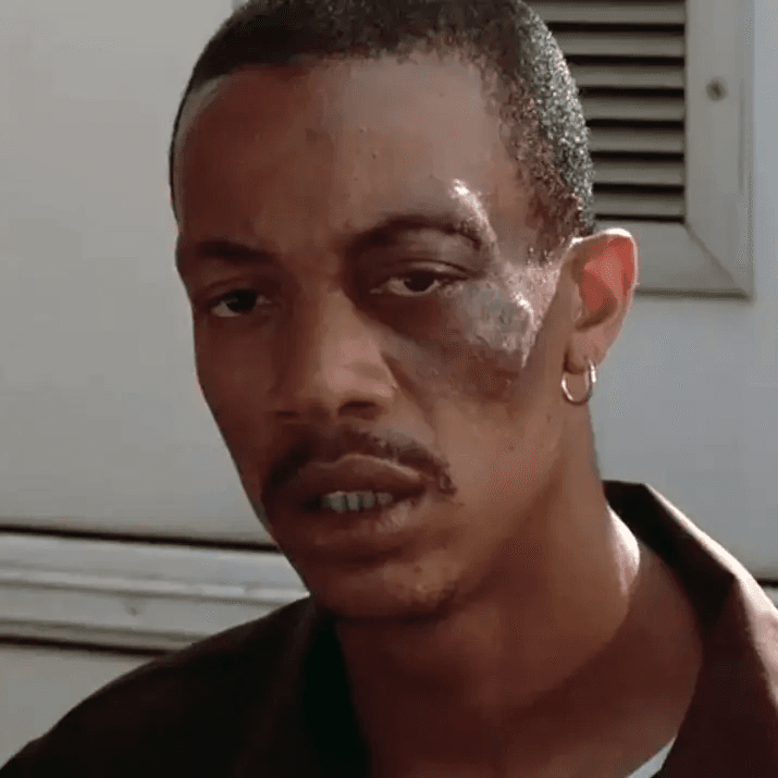 Red from Friday with a black eye meme template image.