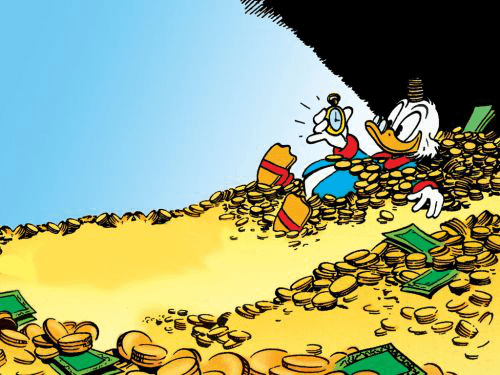 Scrooge McDuck Swimming In Money