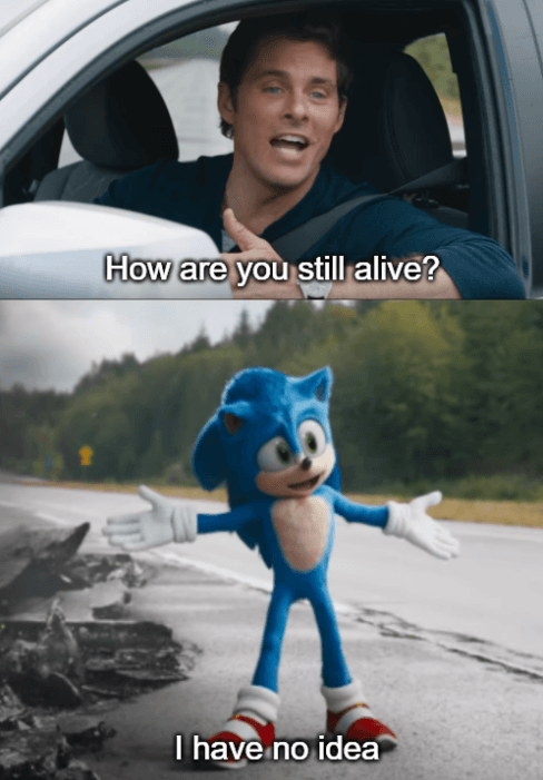 Sonic How are you still alive meme template image.