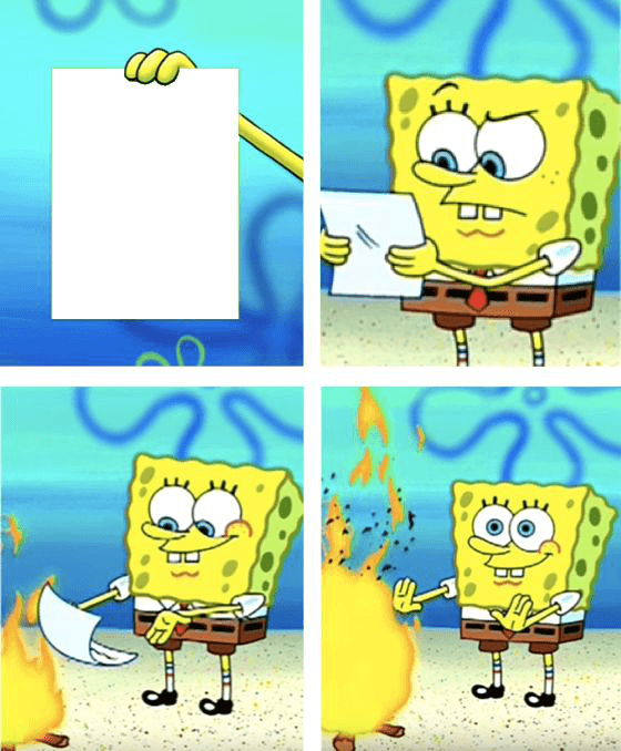 SpongeBob Burning Paper