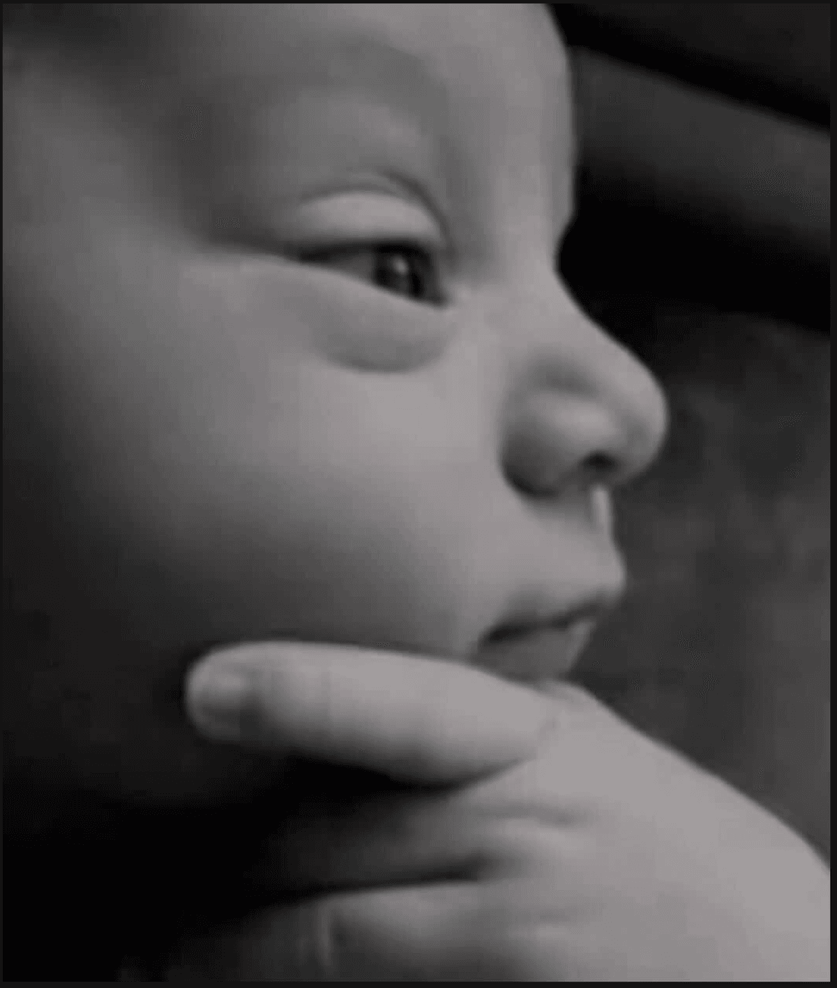 Thinking baby meme template image.