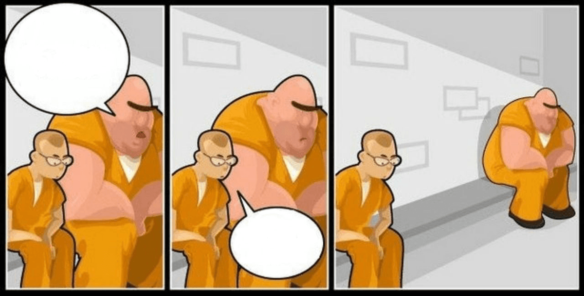 What Are You In For? Three-Panel Prison Cartoon