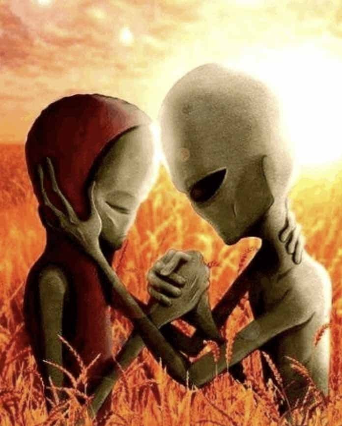 Aliens Holding Hands