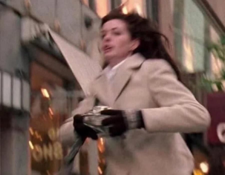 Anne Hathaway Running With Coffee