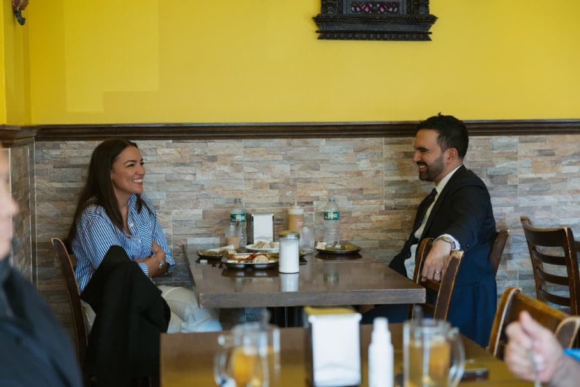 AOC And Zohran Mamdani At Dinner Meme Template