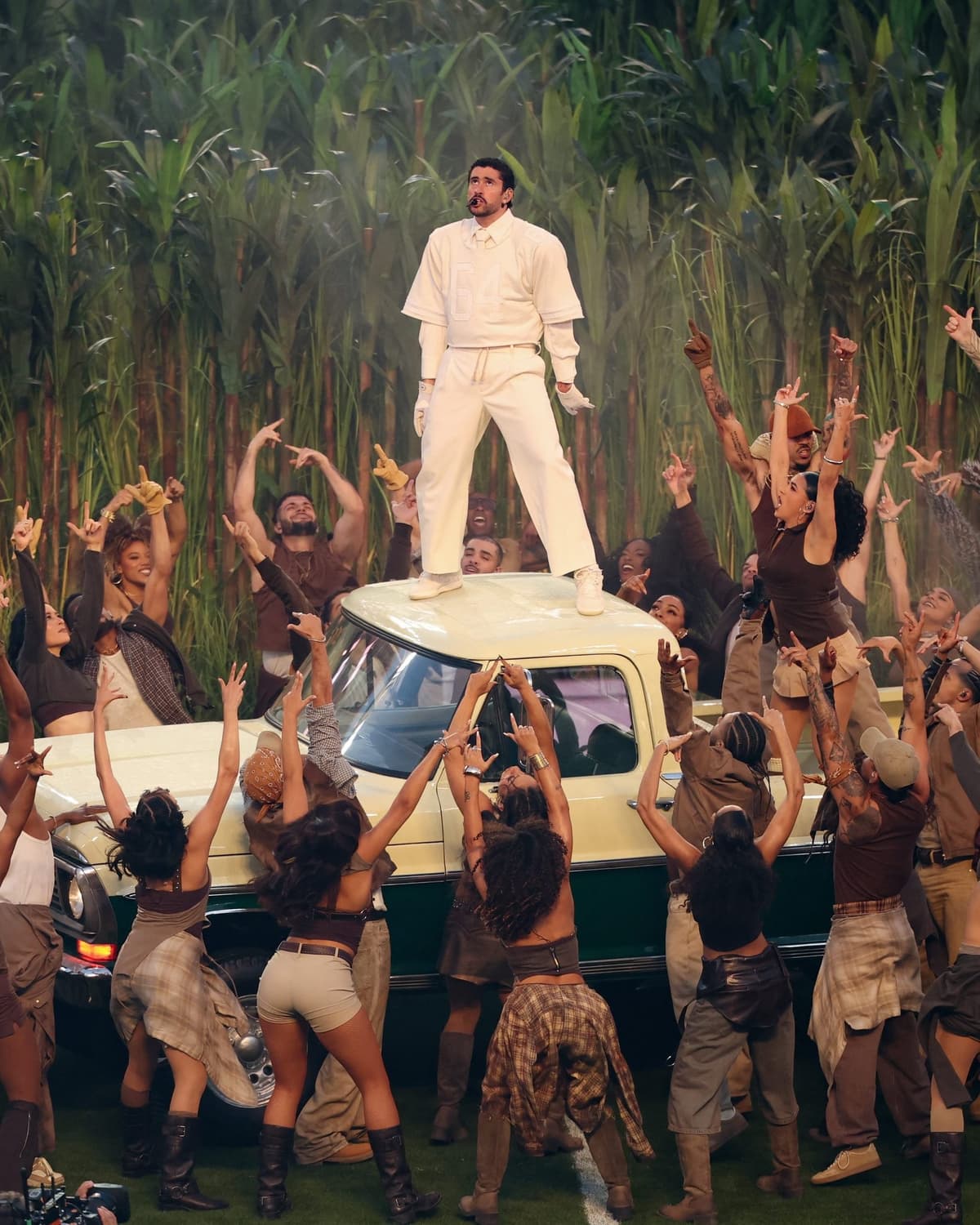 Bad Bunny Standing On A Car