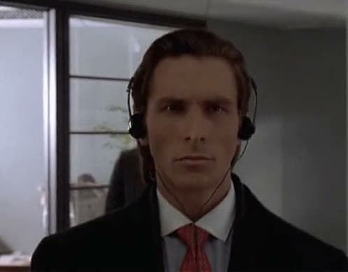 Patrick Bateman Headphones Stare
