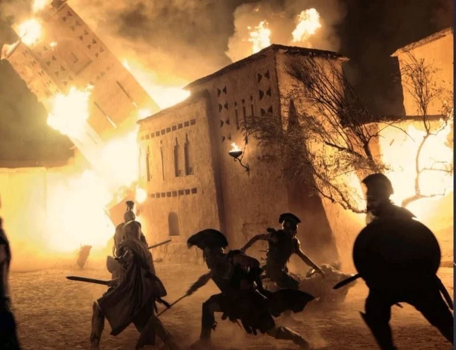 Burning City Battle Scene