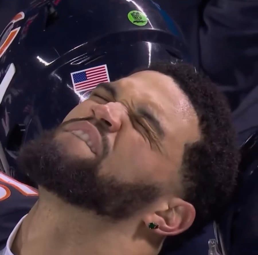 Caleb Williams Grimace Reaction