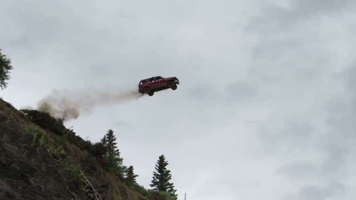 Car Drives Off Cliff