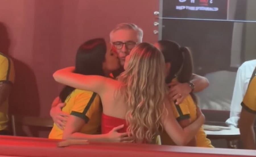 Carlo Ancelotti Kissed By Three Women