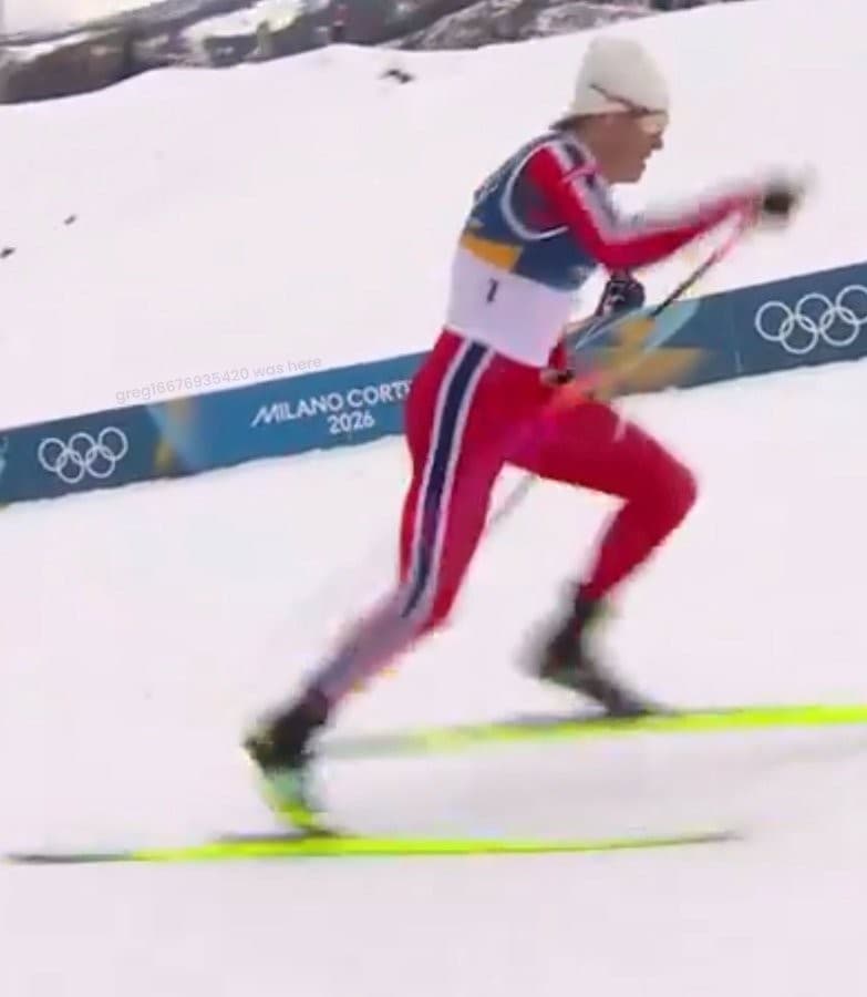 Cross-Country Skier Racing Uphill