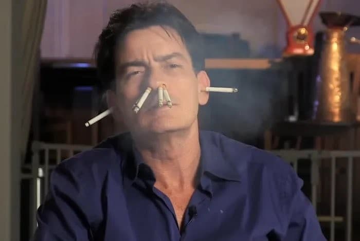 Charlie Sheen Smoking Multiple Cigarettes