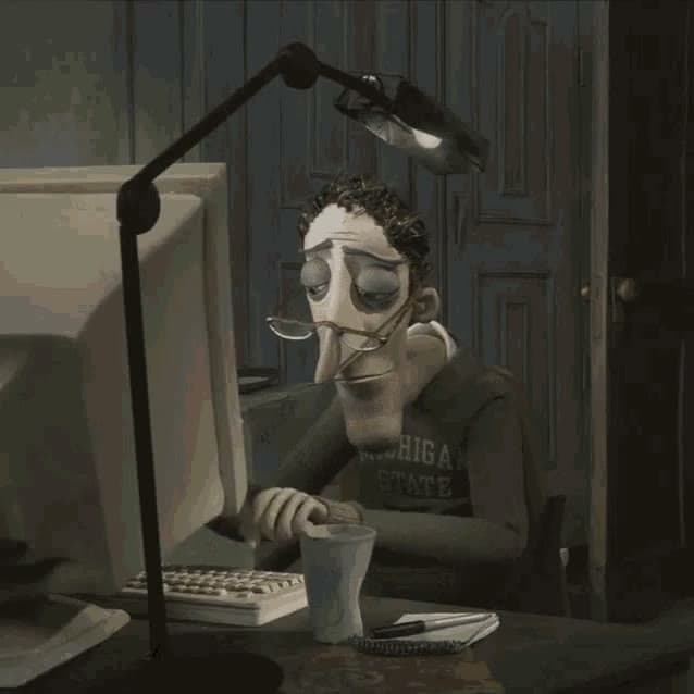 Coraline's Dad at the Computer