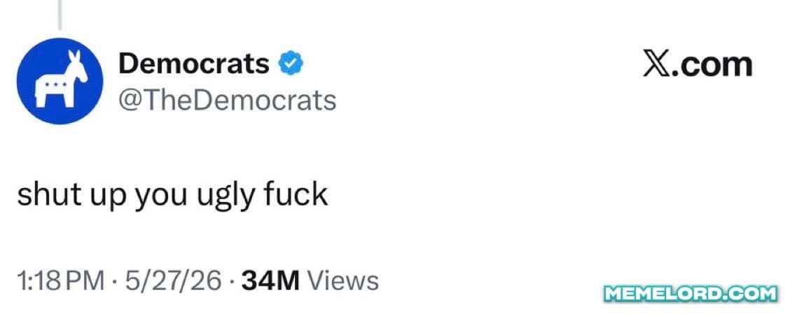 Democrats tweet - "Shut up you u f" meme template