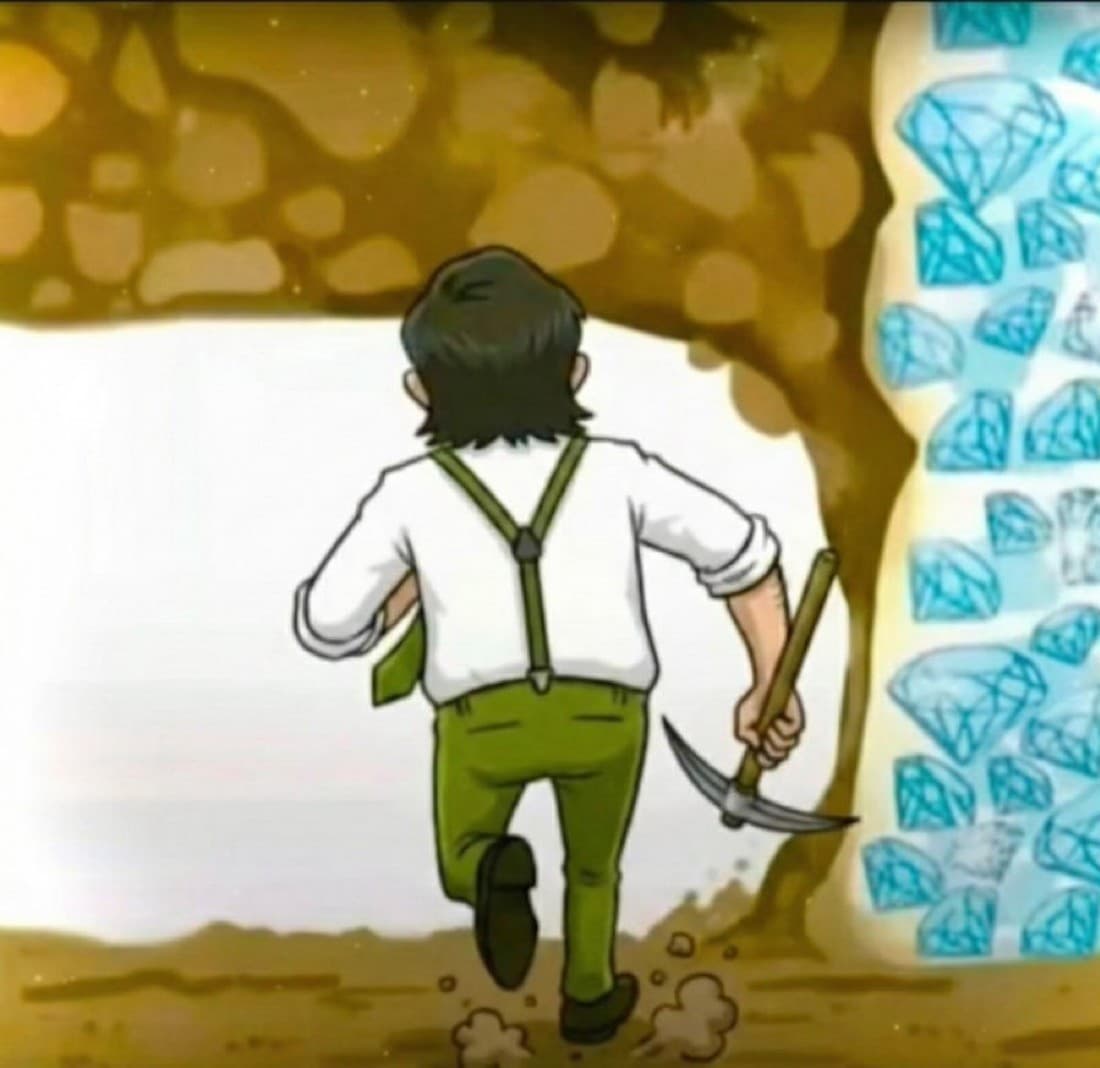 Diamond Miner Goes Back to The Mines meme template