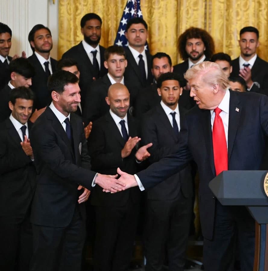 Donald Trump and Messi handshake