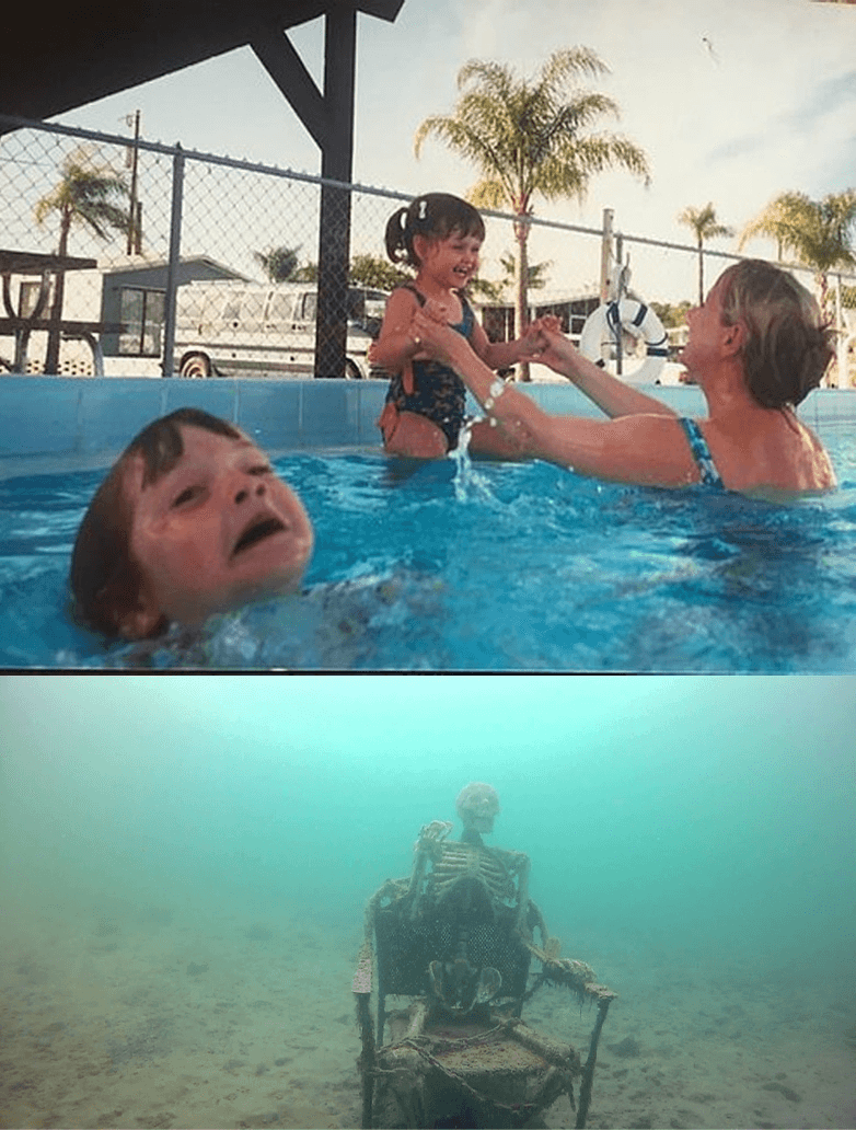 Drowning Kid Skeleton Meme Template