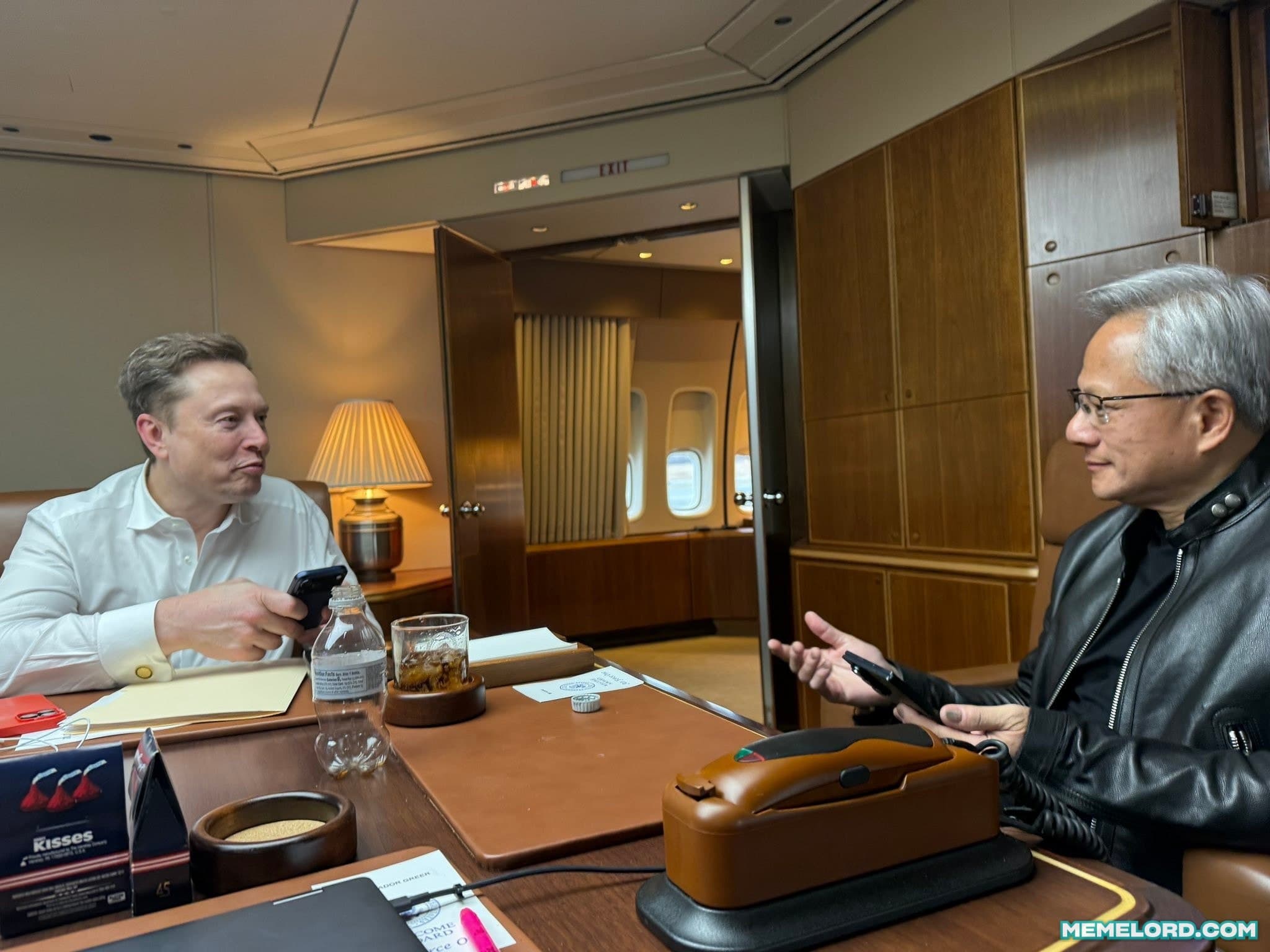 Elon Musk with Jensen Huang meme template