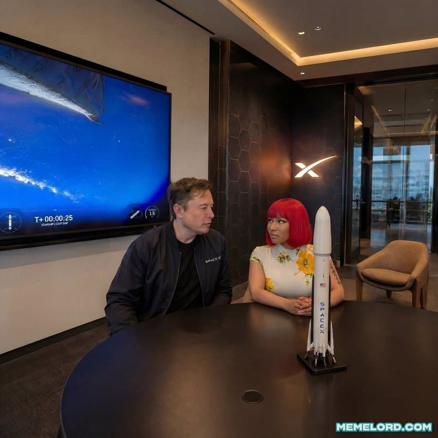 Elon Musk x Nicky Minaj at Starbase meme template