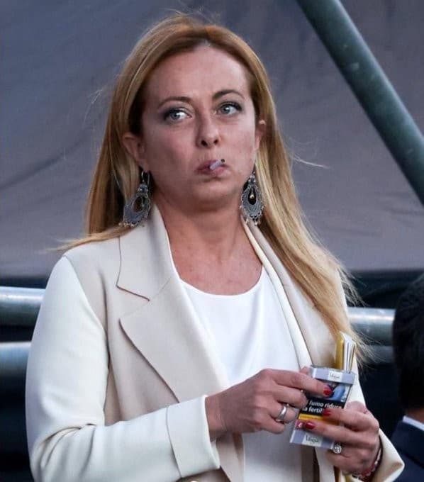 Giorgia Meloni smoking cigarette