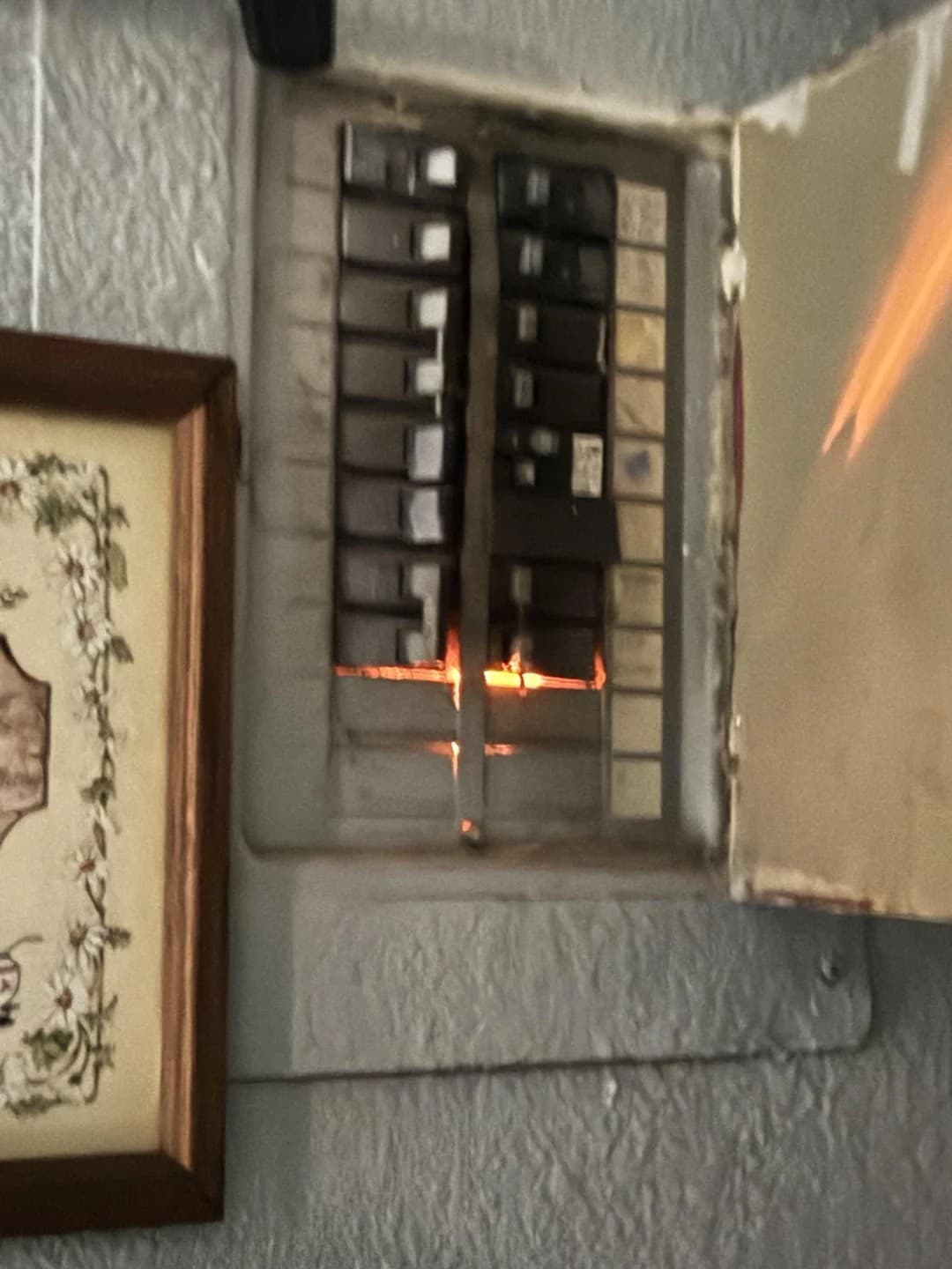 Glowing electrical panel meme template