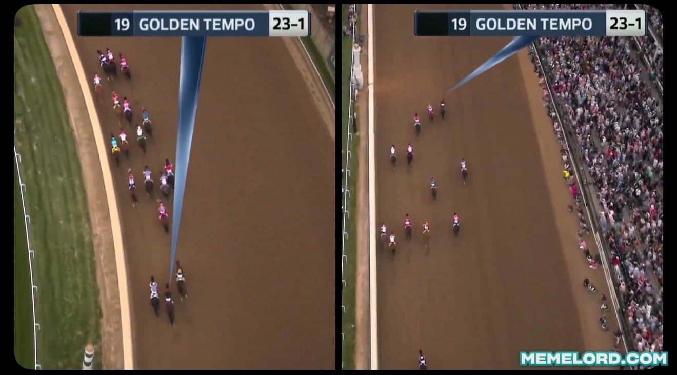 Golden tempo Kentucky derby comeback meme template