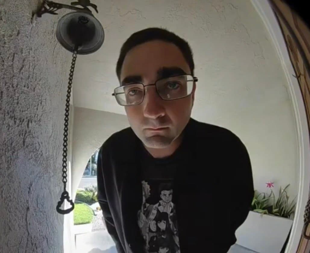 Jason Thomas Nicholas on doorbell camera acting erratically meme template