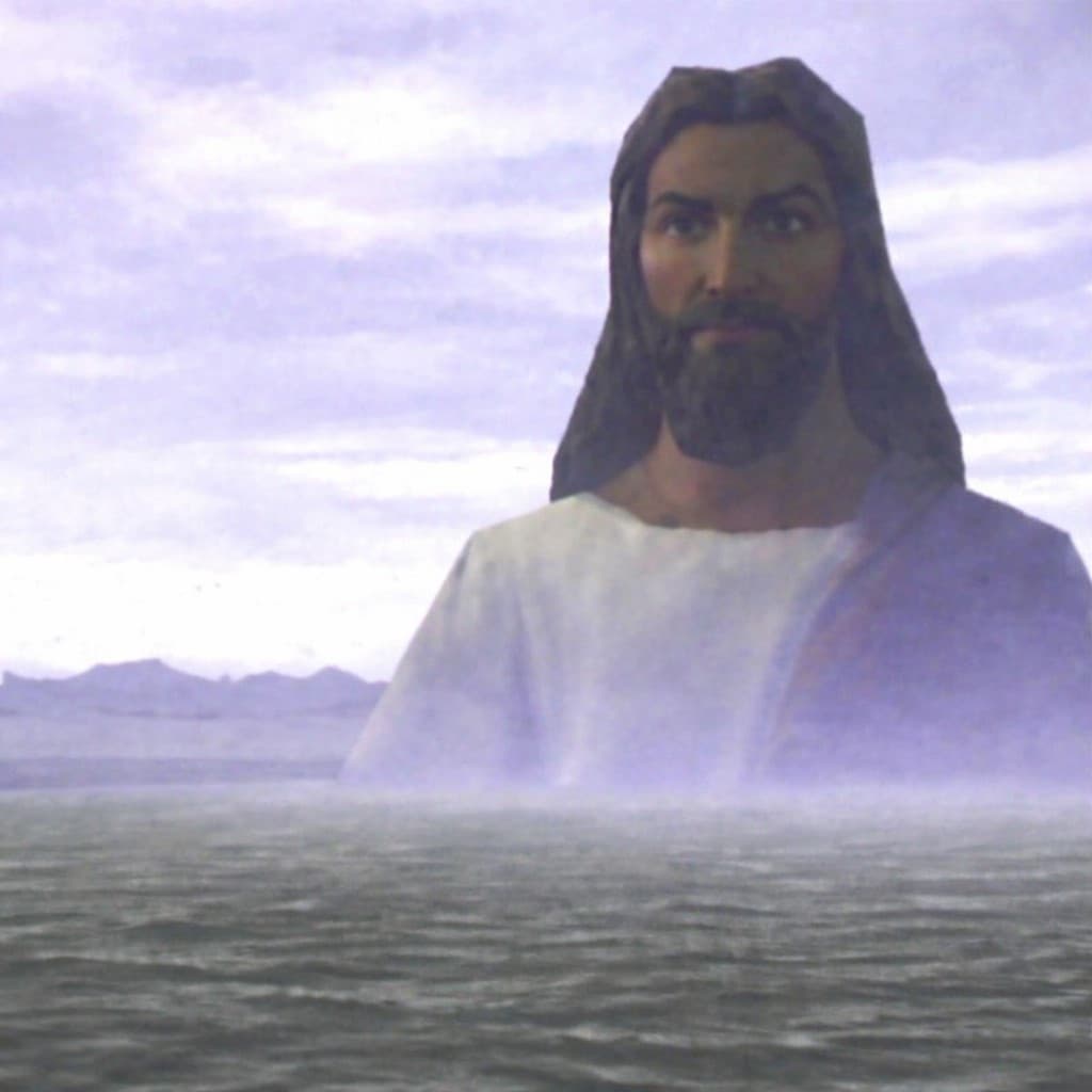 Jesus overlooking meme template