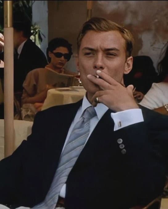Jude Law smoking cigarette meme template