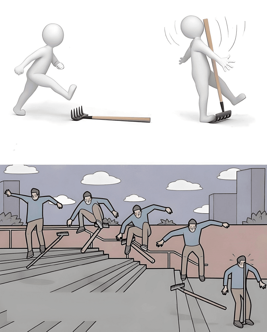 Create Jumping on rake Meme Online