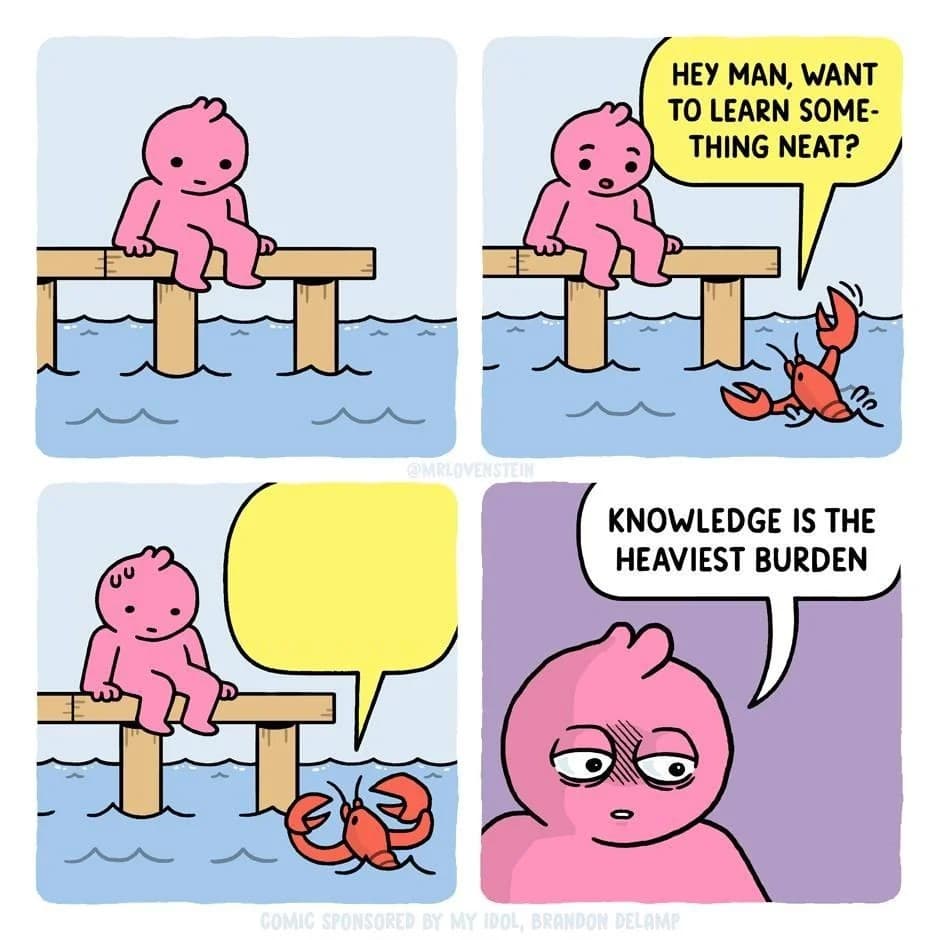 Knowledge is the heaviest burden meme template
