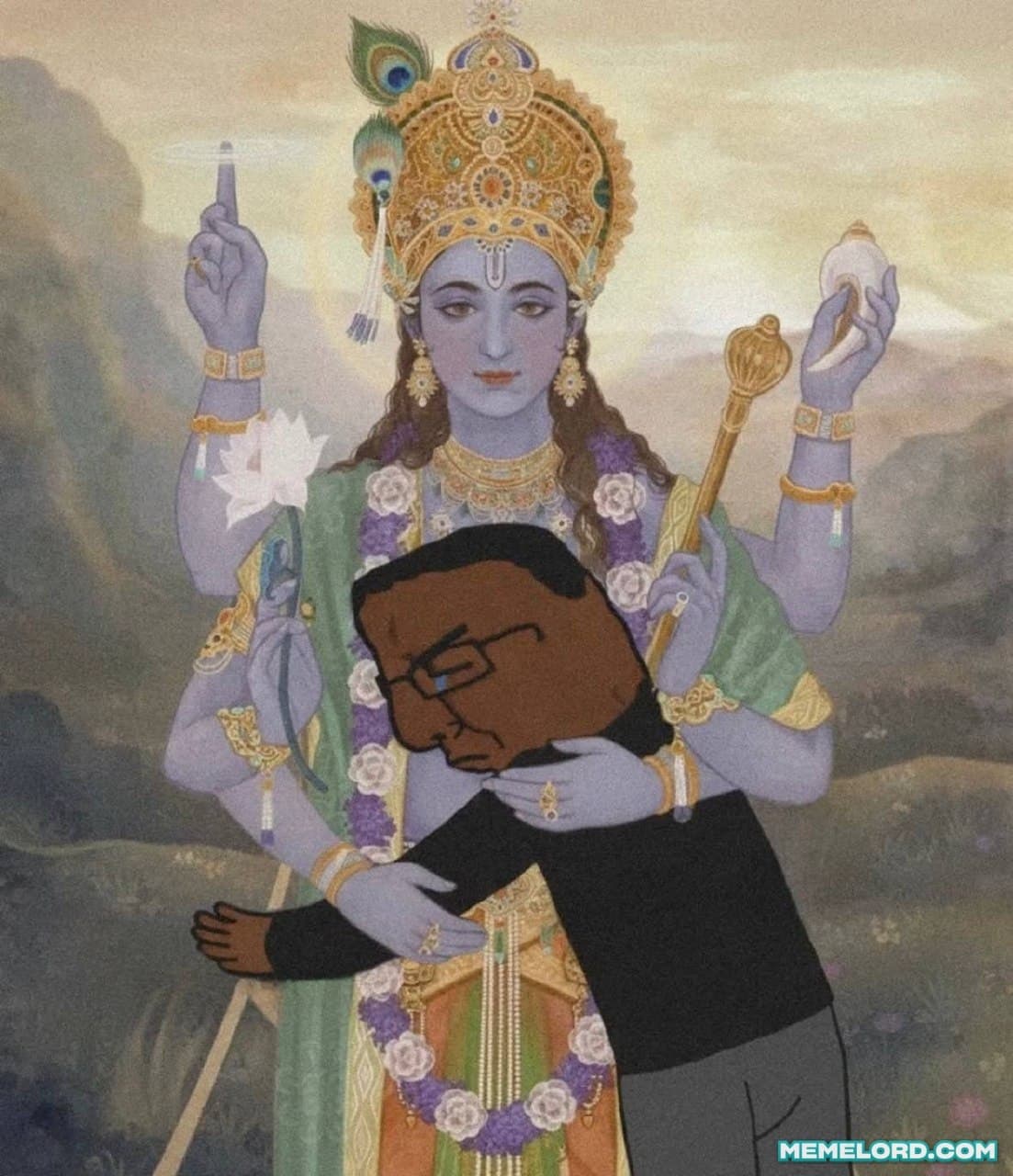 krishna hugs chud meme template