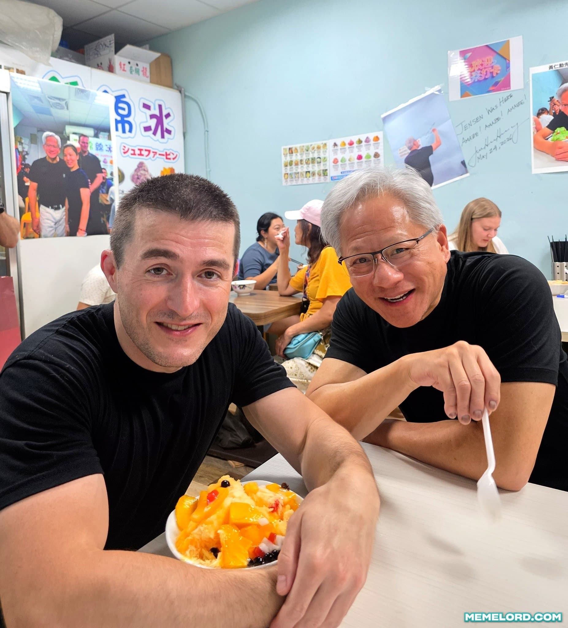 Lex Fridman with Jensen Huang meme template