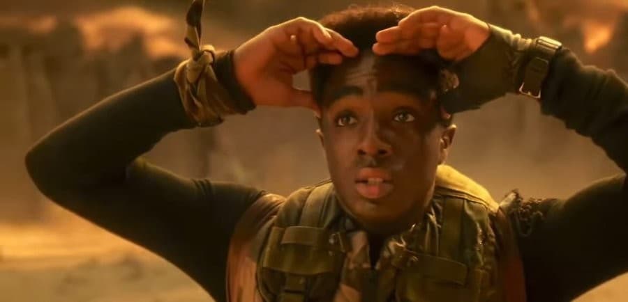 Lucas shocked expression "Stranger Things S5"