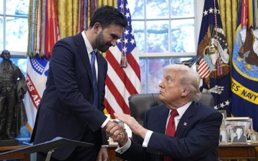 Mamdani Trump Handshake meme template