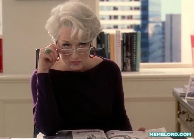 Meryl Streep judging - 'The Devil Wears Prada' meme template