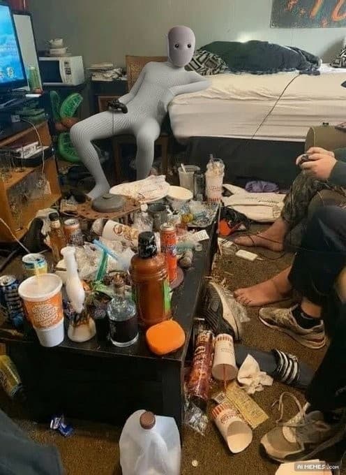 Neo Robot in a messy room