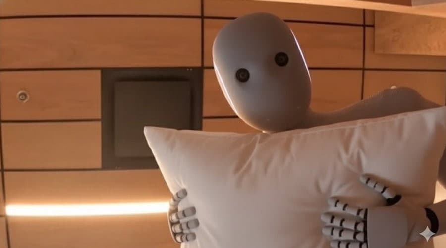 Neo Robot with a pillow meme template