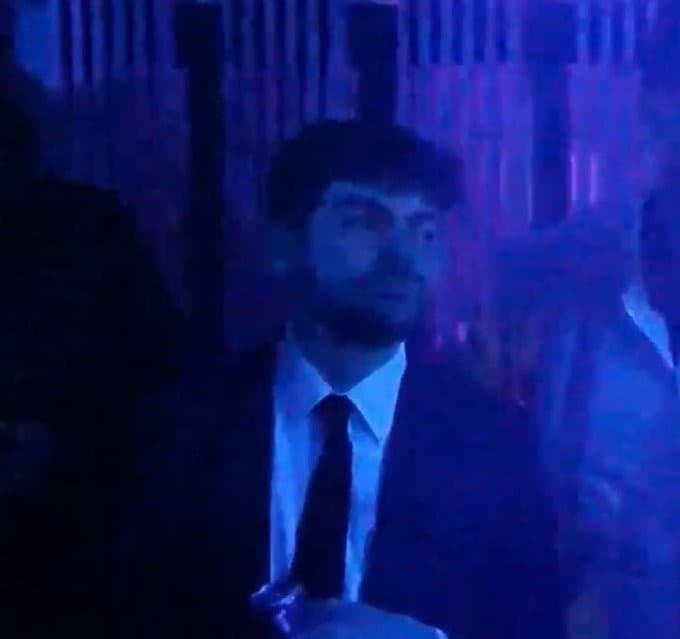 Nick Fuentes discomfort in a nightclub