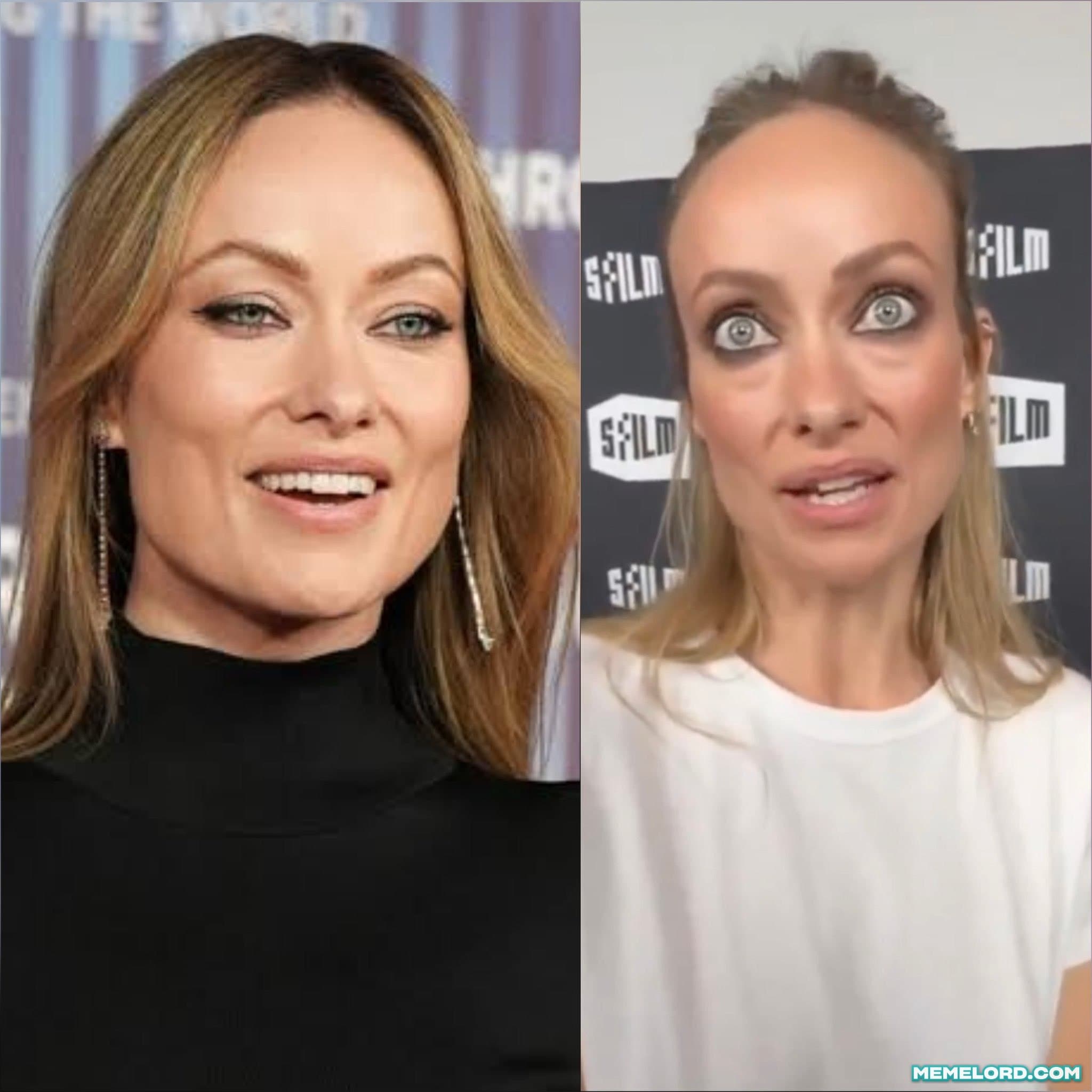 Olivia Wilde before vs after meme template